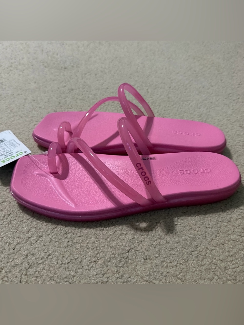 Crocs Women's Size 9 Miami Jelly Toe Loop Sandals 212865-7DA Pink Lemonade NEW